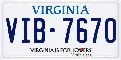 VA license plate VIB7670