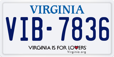 VA license plate VIB7836