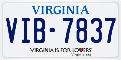 VA license plate VIB7837