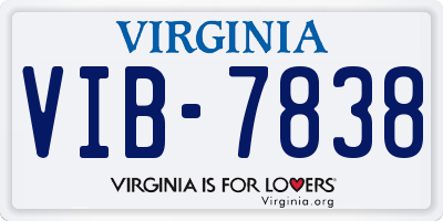 VA license plate VIB7838