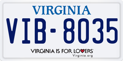 VA license plate VIB8035