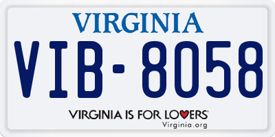 VA license plate VIB8058