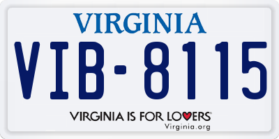 VA license plate VIB8115