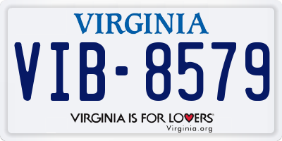 VA license plate VIB8579