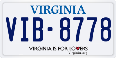 VA license plate VIB8778