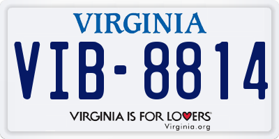 VA license plate VIB8814