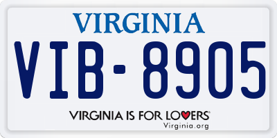 VA license plate VIB8905