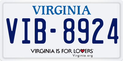 VA license plate VIB8924