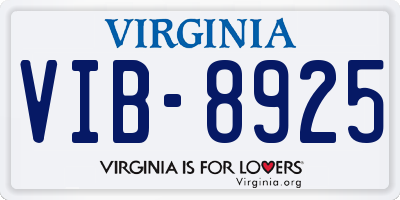 VA license plate VIB8925