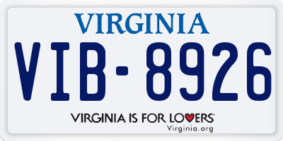 VA license plate VIB8926