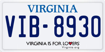 VA license plate VIB8930