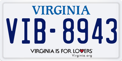 VA license plate VIB8943