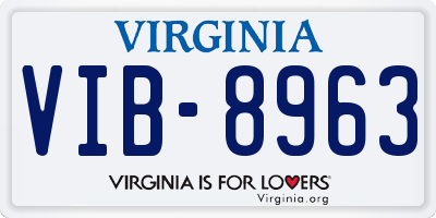 VA license plate VIB8963