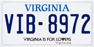 VA license plate VIB8972
