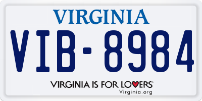VA license plate VIB8984