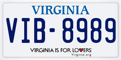 VA license plate VIB8989