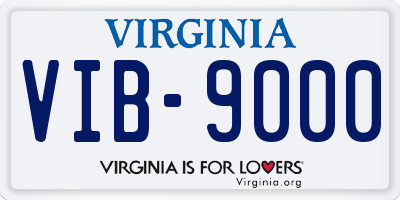 VA license plate VIB9000