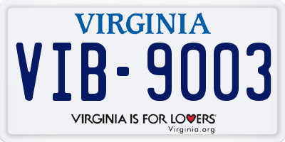 VA license plate VIB9003