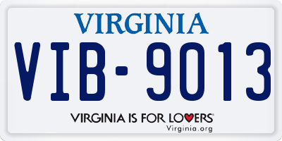 VA license plate VIB9013