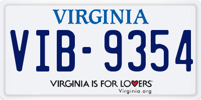 VA license plate VIB9354