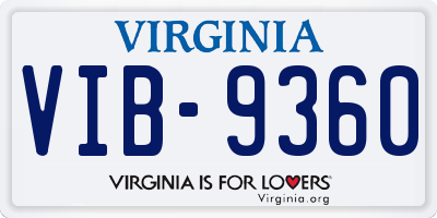 VA license plate VIB9360