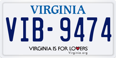 VA license plate VIB9474