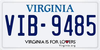 VA license plate VIB9485