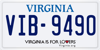 VA license plate VIB9490