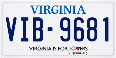 VA license plate VIB9681