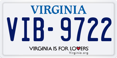 VA license plate VIB9722