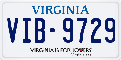 VA license plate VIB9729