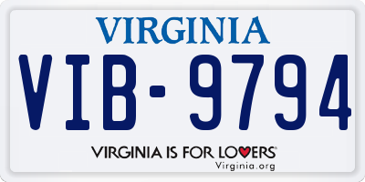 VA license plate VIB9794