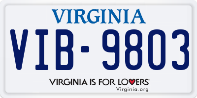 VA license plate VIB9803