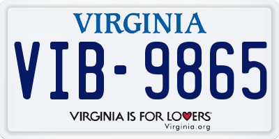 VA license plate VIB9865