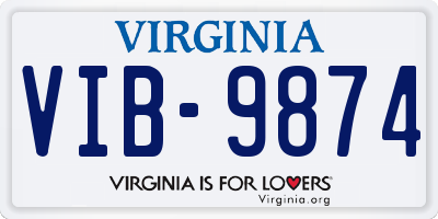 VA license plate VIB9874