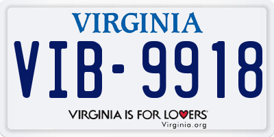 VA license plate VIB9918