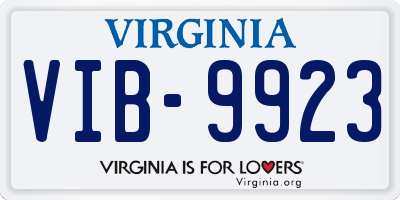 VA license plate VIB9923