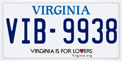 VA license plate VIB9938