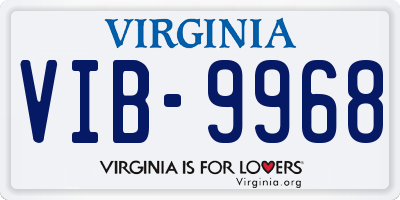 VA license plate VIB9968