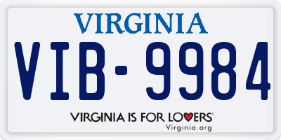 VA license plate VIB9984