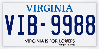 VA license plate VIB9988