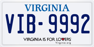 VA license plate VIB9992