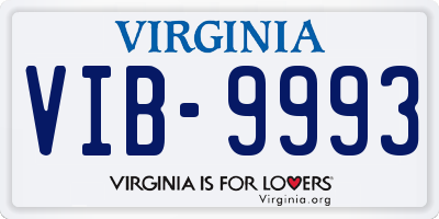 VA license plate VIB9993