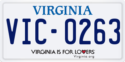 VA license plate VIC0263