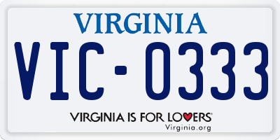 VA license plate VIC0333
