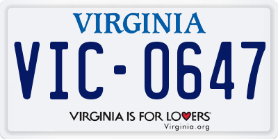 VA license plate VIC0647
