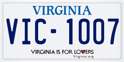 VA license plate VIC1007