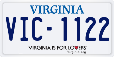 VA license plate VIC1122