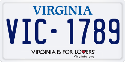 VA license plate VIC1789