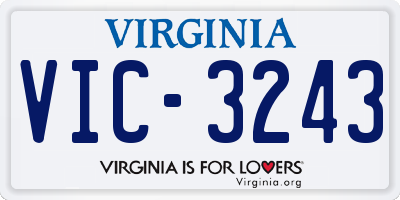 VA license plate VIC3243